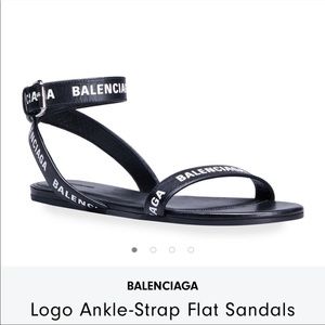 Balenciaga Allover Logo Ankle Strap Sandals